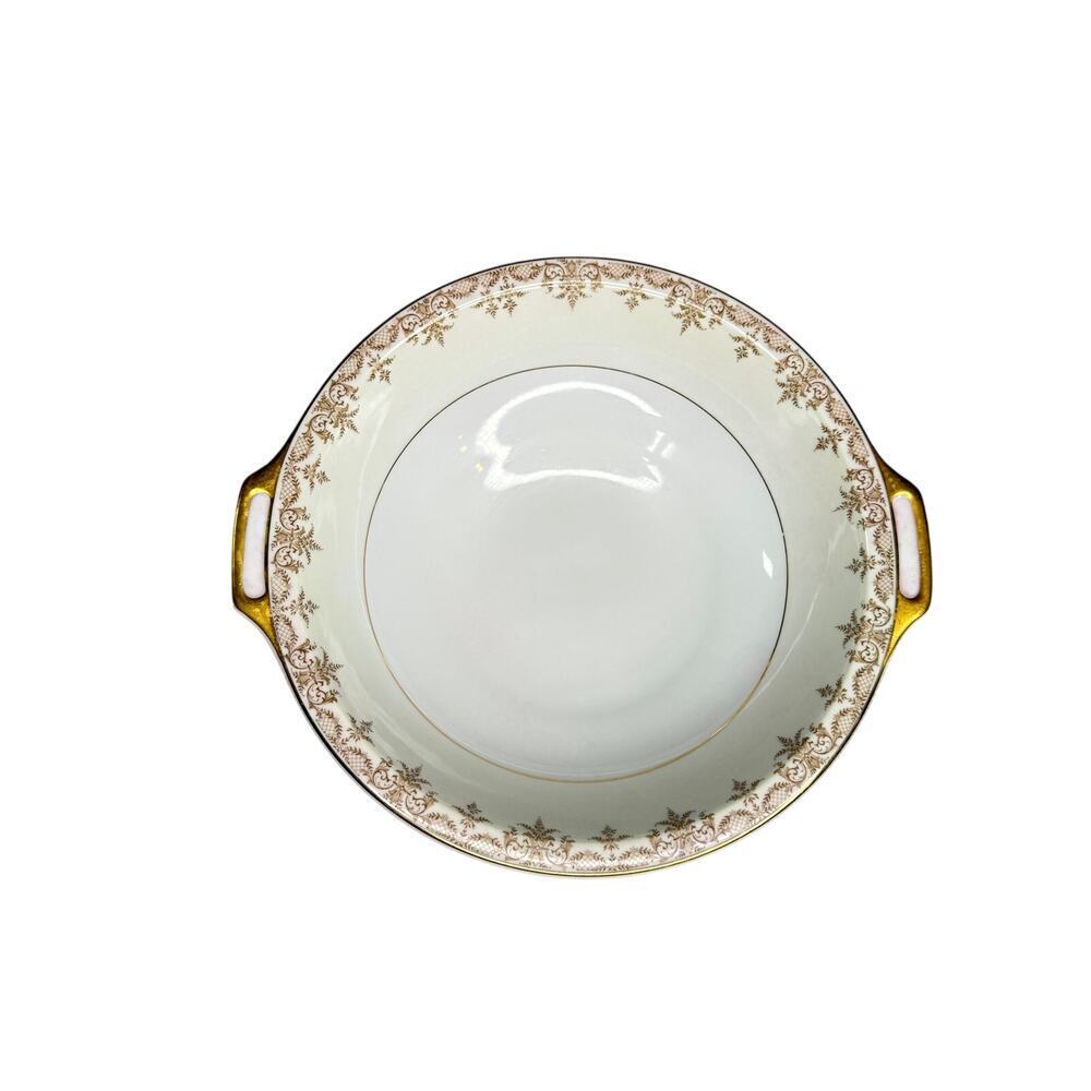 Thun Bohemia Czechoslovakia "The Marquis" Serving Bowl w/Handles Gold Filigree